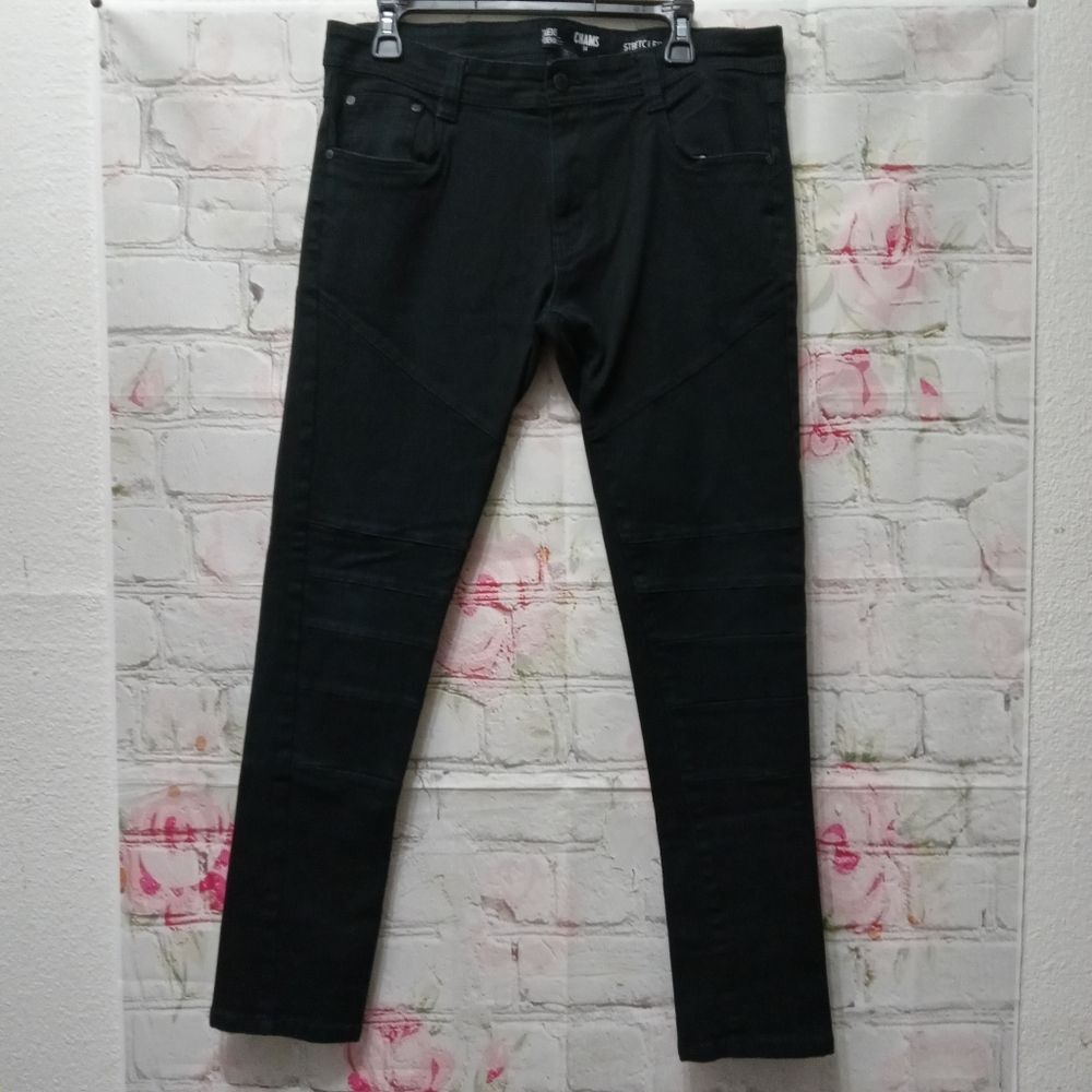 Chams Mens Denim Jeans Black sz 34‎ Stretch Fit